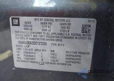 2013 Chevrolet Equinox 1Lt from USA, damaged, VIN 1GNALDEK3DZ127329